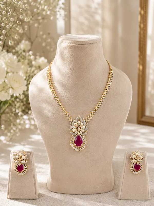Gold_Premium_Base_Metal_Brass_Necklace_Set_For_Women