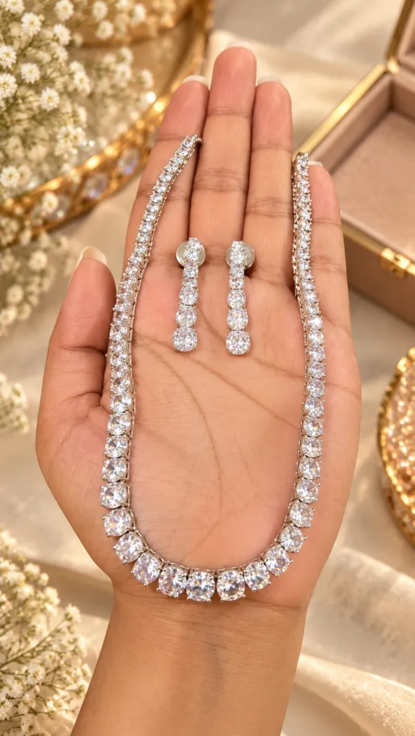 Celestia_Silver_Finish_Line_Necklace_&_Drop_Earrings