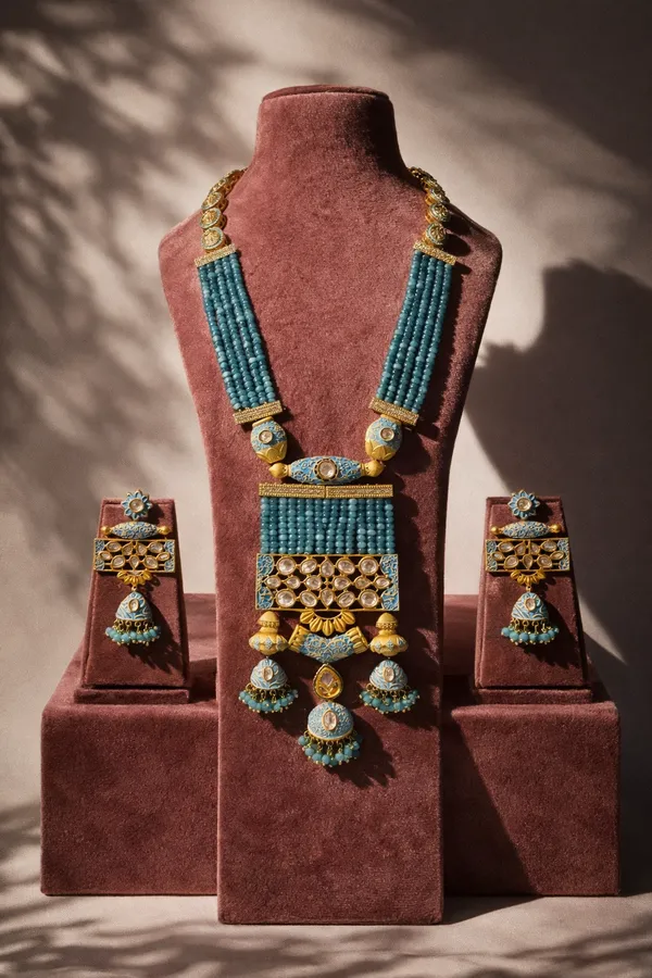 Blue_And_Gold_Premium_Brass_Necklace_Set_For_Women