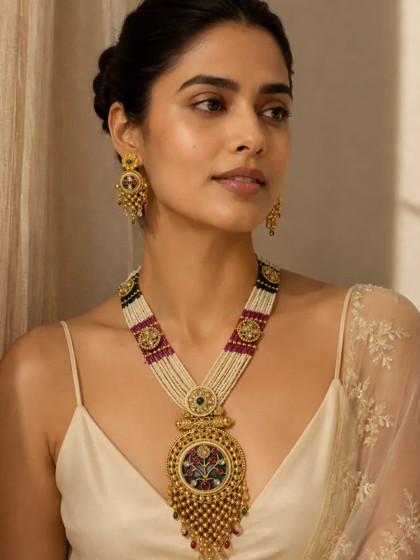 Gold_Premium_Base_Metal_Brass_Bridal_Necklace_For_Women