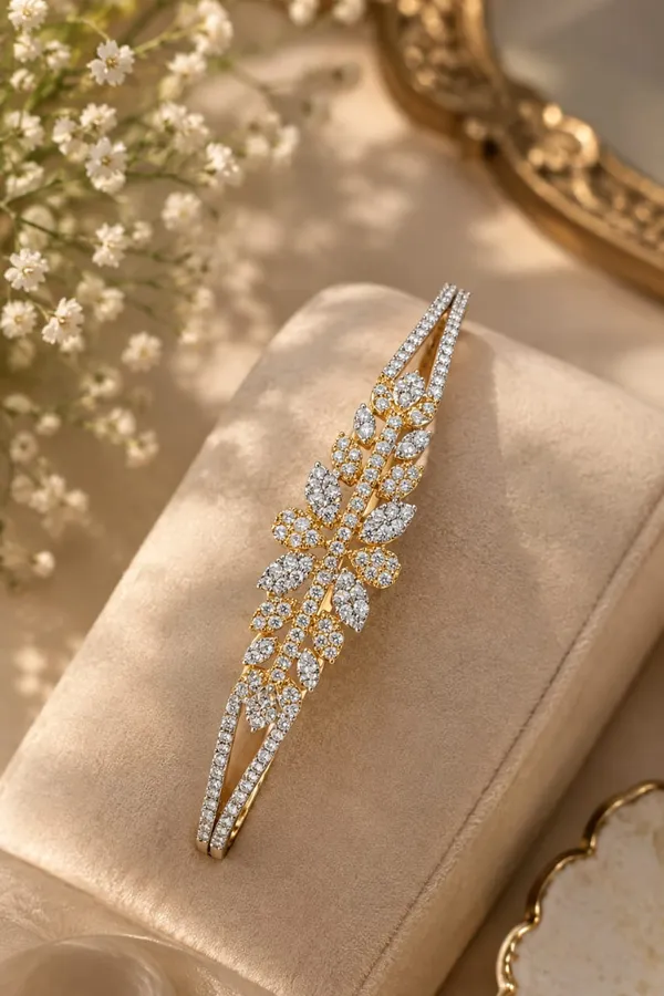 Two_tone_floral_leaf_cluster_bracelet_
