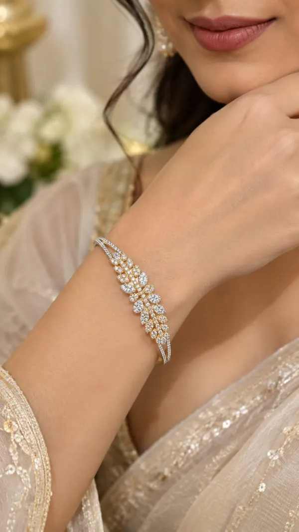 Two_tone_floral_leaf_cluster_bracelet_
