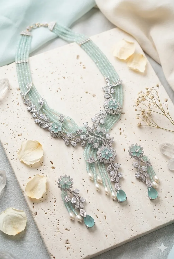 White_And_Gold_Premium_Brass_Necklace_Set_For_Women