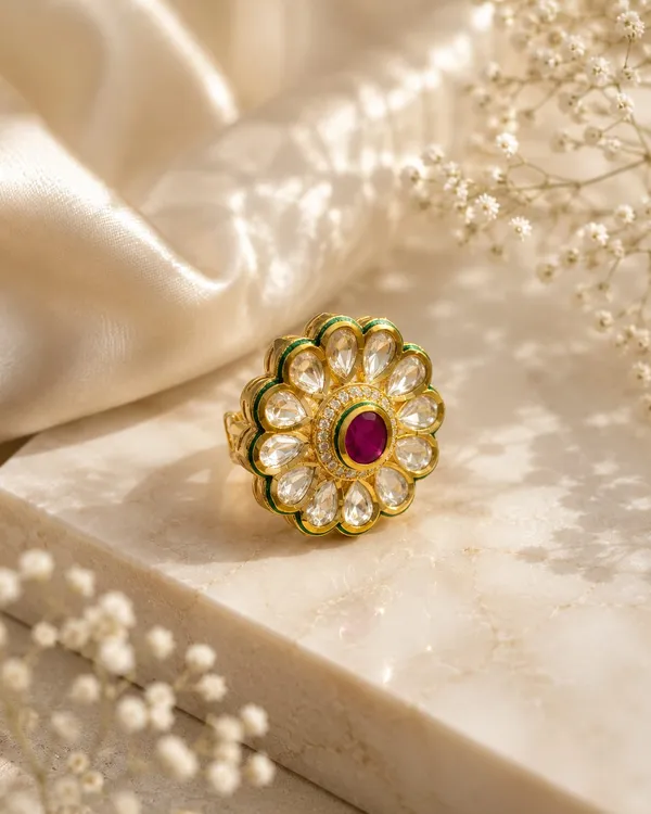 Gold_And_Maroon_Premium_Brass_Ring_For_Women