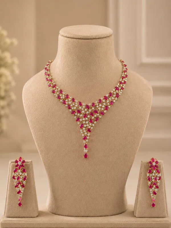 Gold_Premium_Base_Metal_Brass_Bridal_Necklace_Set_For_Women
