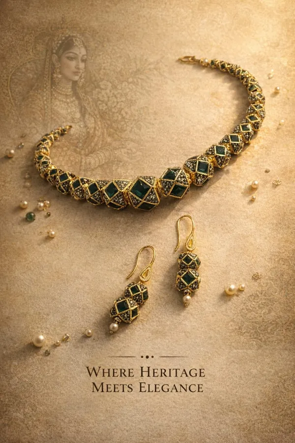Green_And_Gold_Premium_Brass_Necklace_Set_For_Women