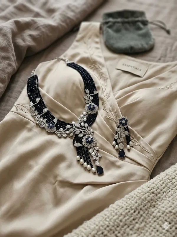 White_And_Black_Premium_Brass_Necklace_For_Women