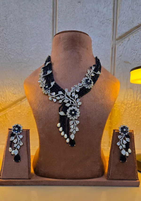 White_And_Black_Premium_Brass_Necklace_For_Women