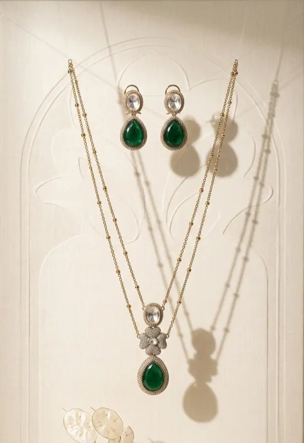 Green_Premium_Brass_Necklace_Set_For_Women