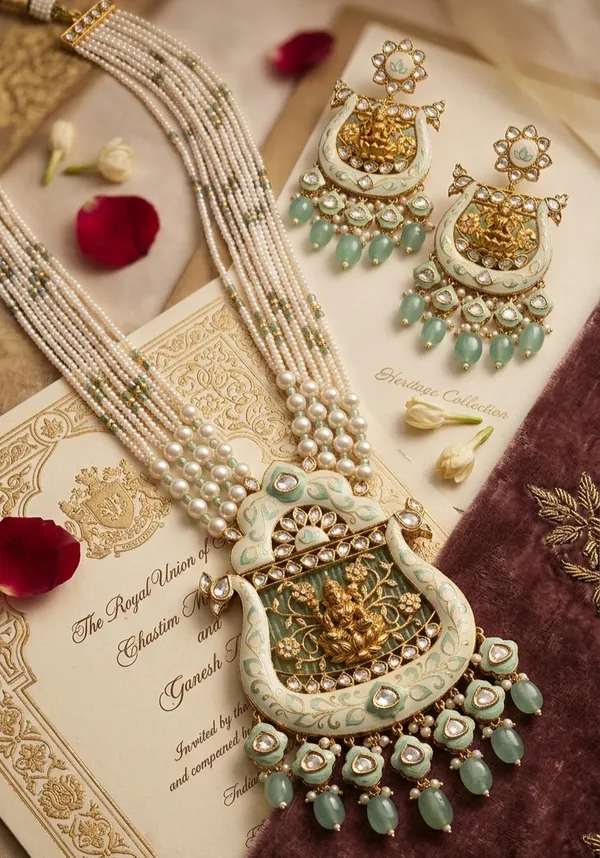 White_And_Gold_Premium_Brass_Necklace_Set_For_Women