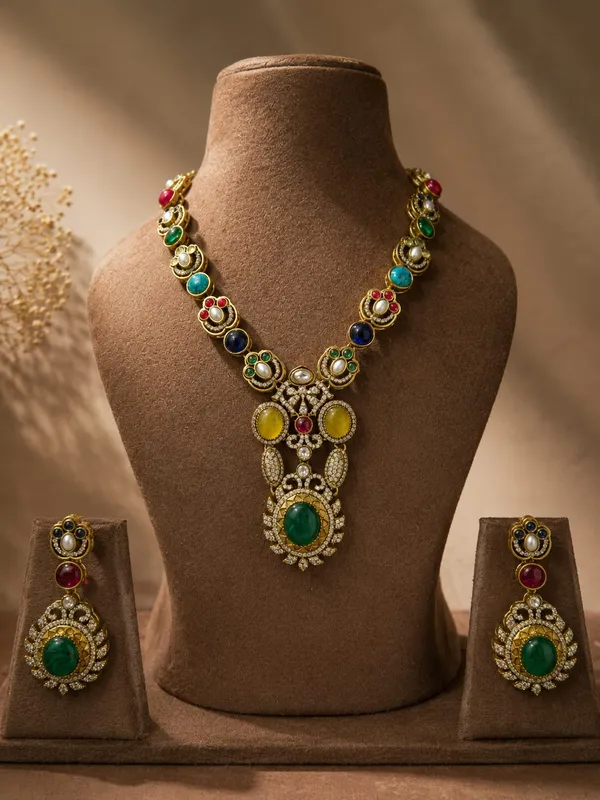 Gold_Premium_Base_Metal_Brass_Necklace_Set_For_Women
