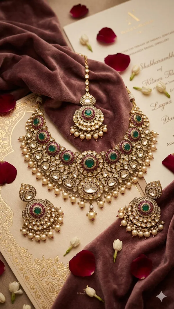 Green_And_Gold_Premium_Brass_Necklace_Set_For_Women