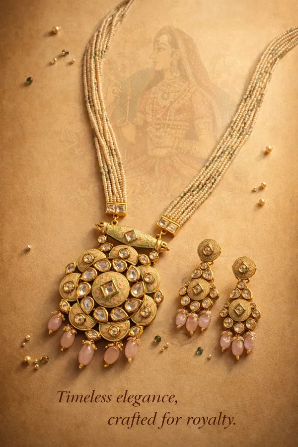 White_And_Gold_Premium_Brass_Necklace_Set_For_Women