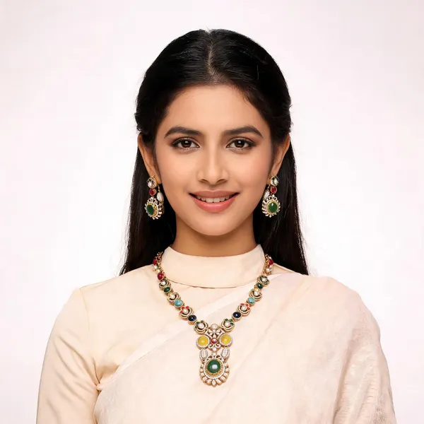 Gold_Premium_Base_Metal_Brass_Necklace_Set_For_Women