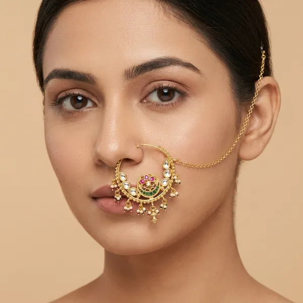 Gold_Premium_Base_Metal_Brass_Nath_Nose_Ring_For_Women