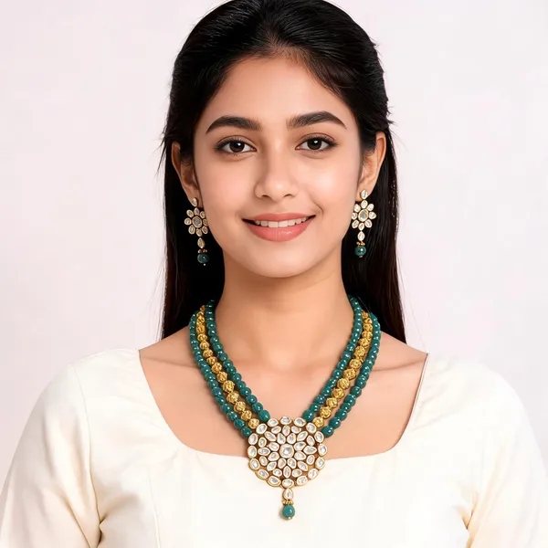 Green_And_Gold_Premium_Brass_Necklace_Set_For_Women