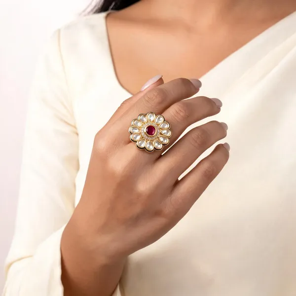 Gold_And_Maroon_Premium_Brass_Ring_For_Women