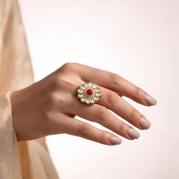 Gold_And_Maroon_Premium_Brass_Ring_For_Women