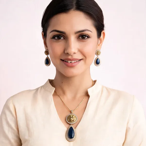 Green_And_Gold_Premium_Brass_Pendant_Set_For_Women