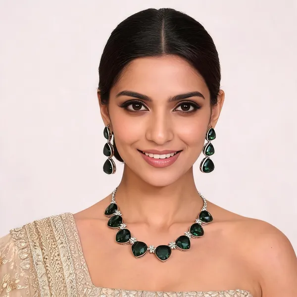 Green_Premium_Brass_Necklace_Set_For_Women