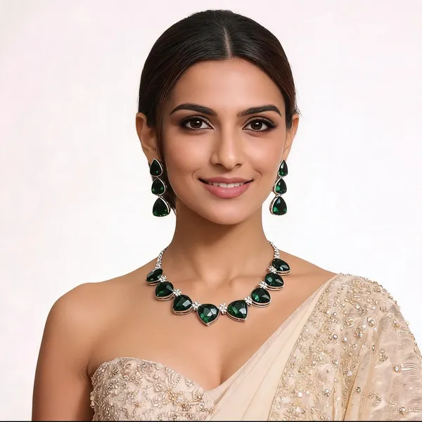 Green_Premium_Brass_Necklace_Set_For_Women