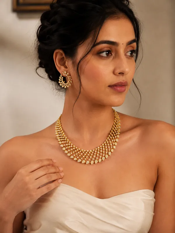 Gold_Premium_Base_Metal_Brass_Bridal_Necklace_Set_For_Women