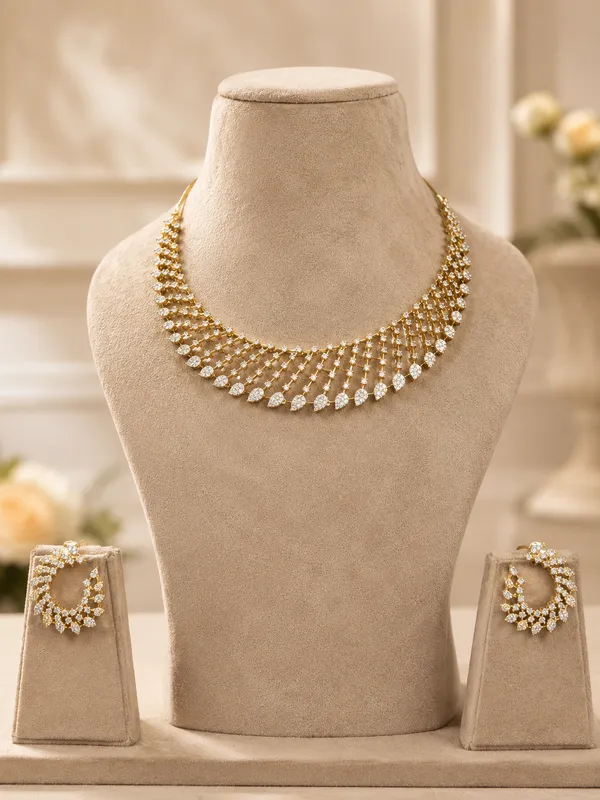 Gold_Premium_Base_Metal_Brass_Bridal_Necklace_Set_For_Women