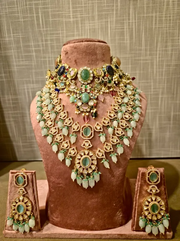 Green_And_Gold_Premium_Brass_Necklace_Set_For_Women