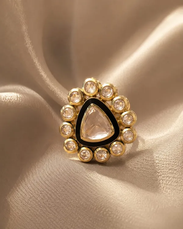 White_And_Gold_Premium_Brass_Ring_For_Women