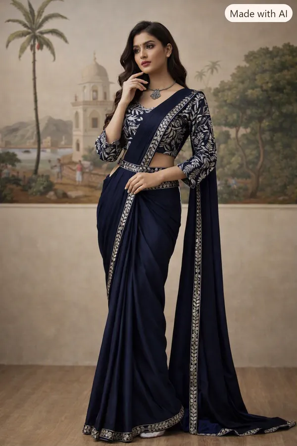 Navy_Blue_Rangoli_Embroidered_Draped_Saree_For_Women