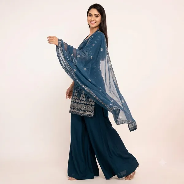 Navy_Blue_Fendi_Satin_Straight_Kurta_Palazzo_Set_For_Women