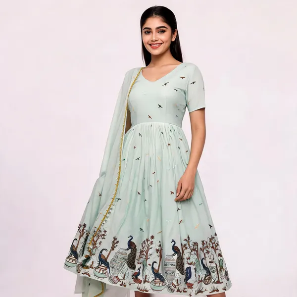 Mint_Green_Chinon_Printed_Flared_Anarkali_Suit_Set_For_Women