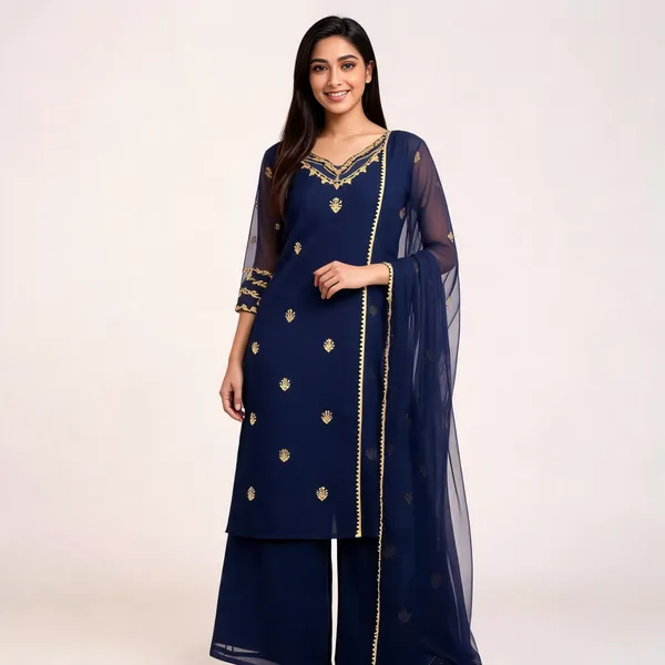 Navy_Blue_Faux_Georgette_Embroidered_Kurta_Palazzo_Set_For_Women