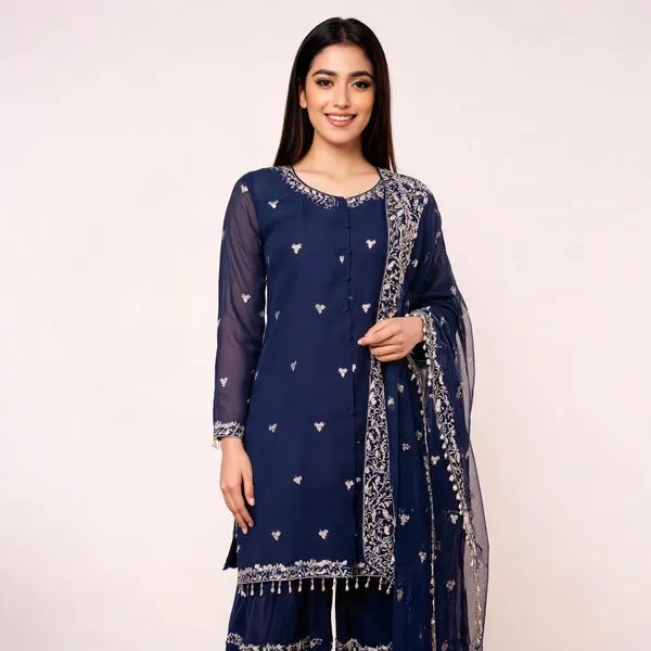 Emerald_Green_Faux_Georgette_Embroidered_Gharara_Suit_For_Women