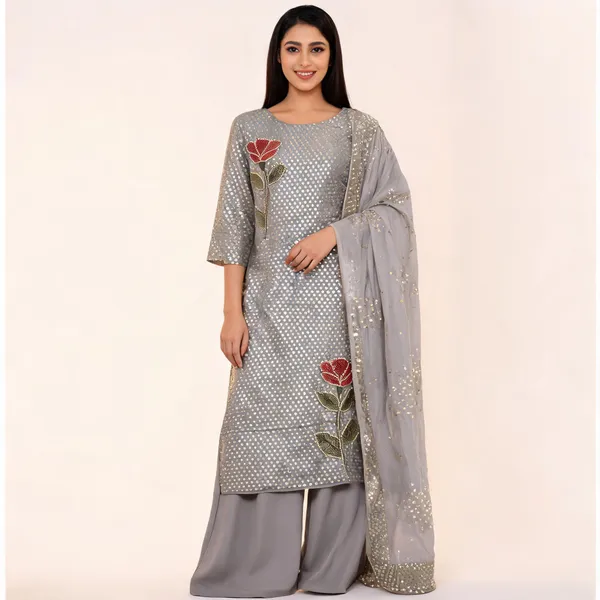 Azure_Faux_Georgette_Straight_Embroidered_Kurta_Set_For_Women