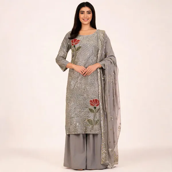 Azure_Faux_Georgette_Straight_Embroidered_Kurta_Set_For_Women