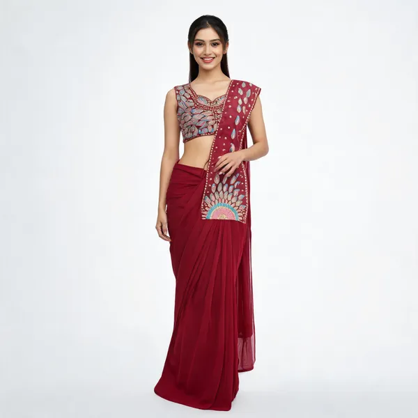 Maroon_Faux_Georgette_Embroidered_Saree_For_Women