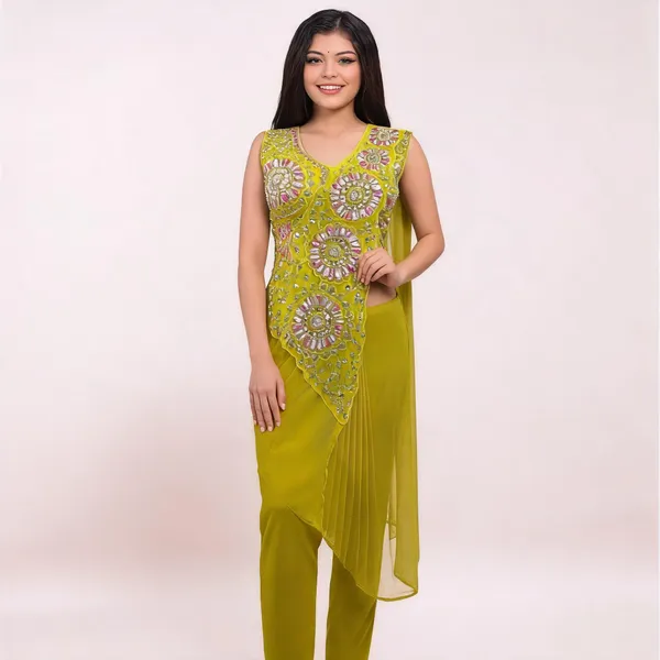 Navy_Blue_Faux_Georgette_Embroidered_Kurta_Pant_Set_For_Women