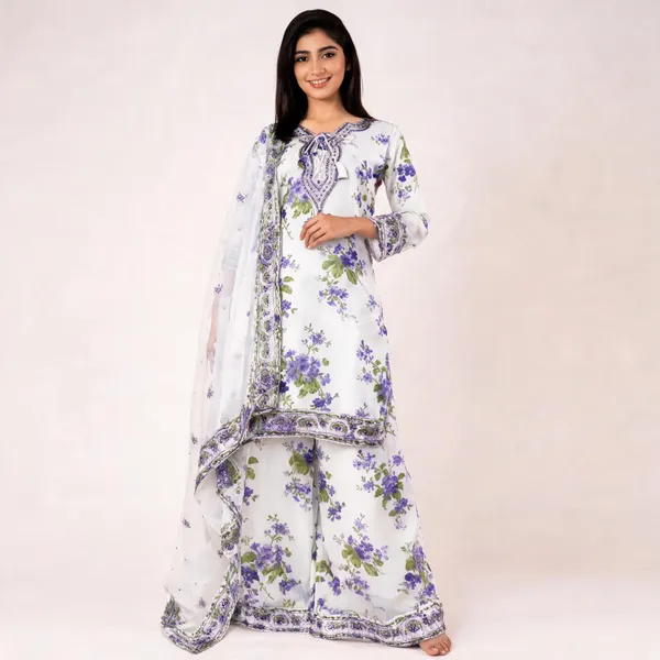 White_Printed_Faux_Georgette_Straight_Salwar_Suit_For_Women