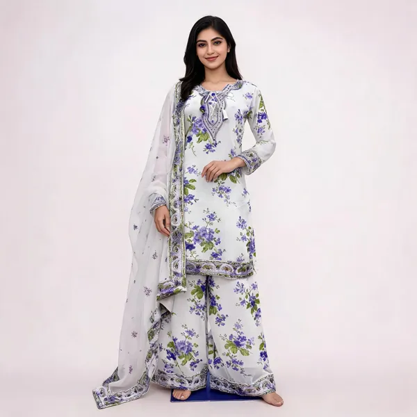 White_Printed_Faux_Georgette_Straight_Salwar_Suit_For_Women