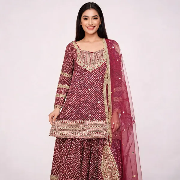 Maroon_Printed_French_Crepe_Embroidered_Sharara_Suit_For_Women
