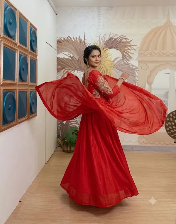 Bright_Red_Faux_Georgette_Flared_Embroidered_Anarkali_Gown_For_Women