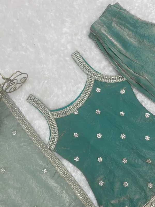 Teal_Net_Embellished_Anarkali_Suit_Set_for_Women