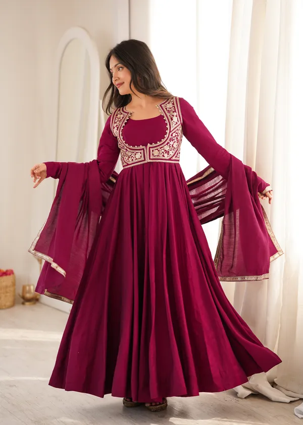 Maroon_Embroidered_Anarkali_Suit_Set_for_Women