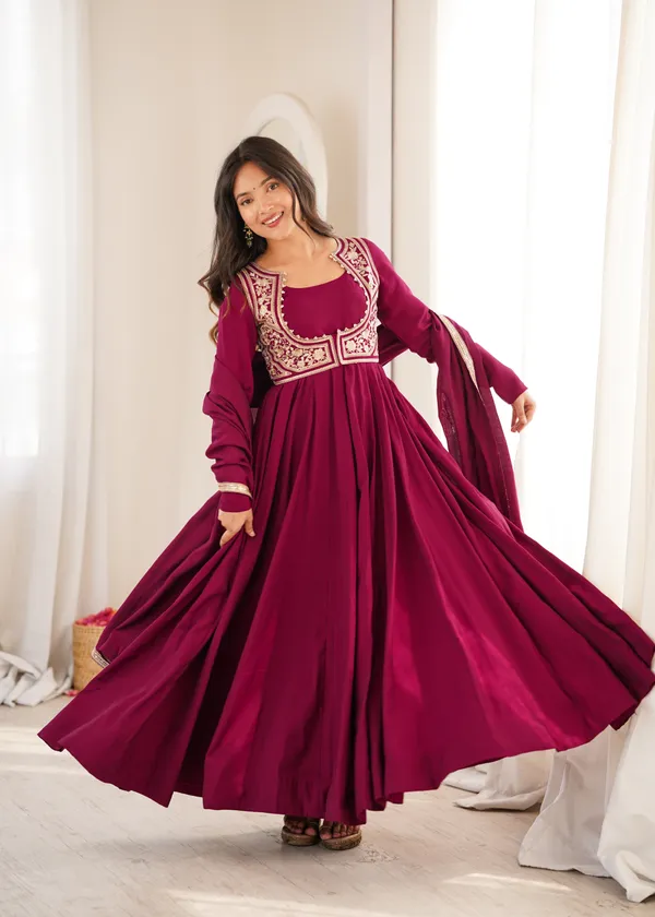 Maroon_Embroidered_Anarkali_Suit_Set_for_Women