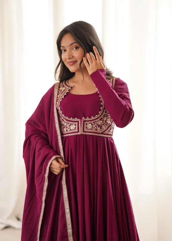 Maroon_Embroidered_Anarkali_Suit_Set_for_Women