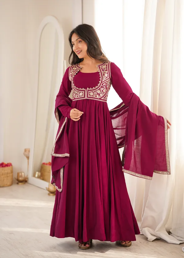 Maroon_Embroidered_Anarkali_Suit_Set_for_Women