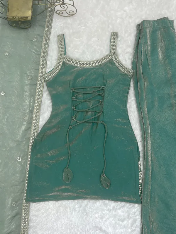 Teal_Net_Embellished_Anarkali_Suit_Set_for_Women