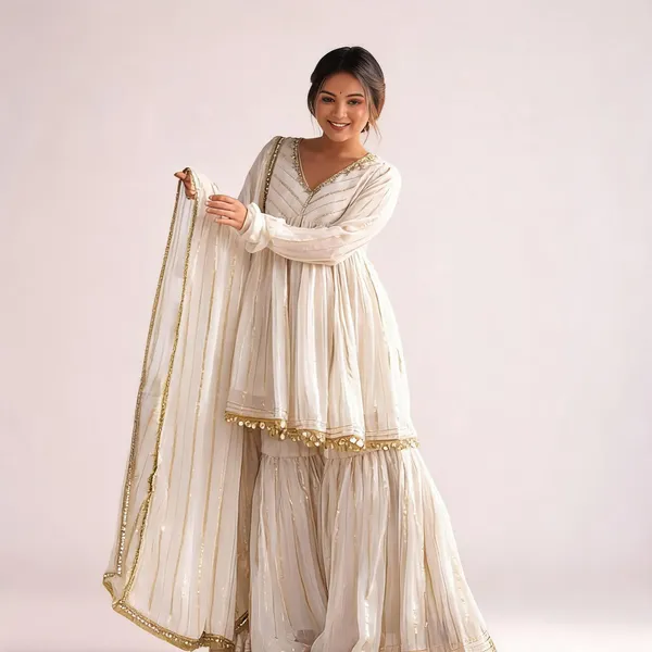 White_Gold_Striped_Gharara_Sharara_Set_For_Women