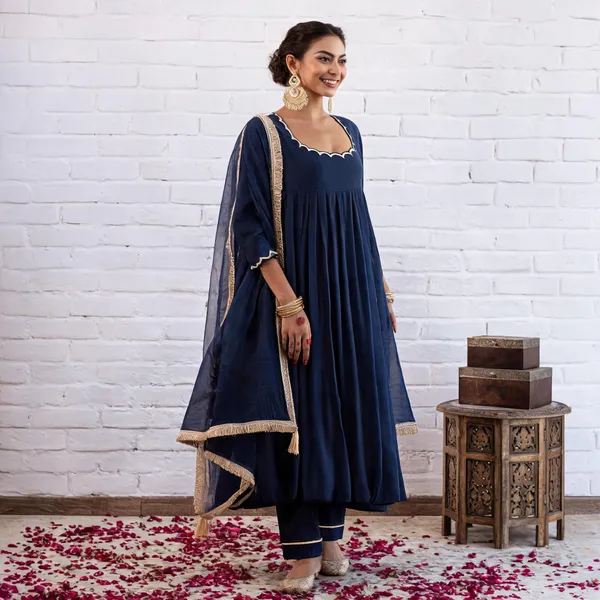 Navy_Blue_Cotton_Anarkali_Suit_Set_With_Dupatta_For_Women